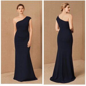 BHLDN Gerri One-Shoulder Crepe Dress Gown